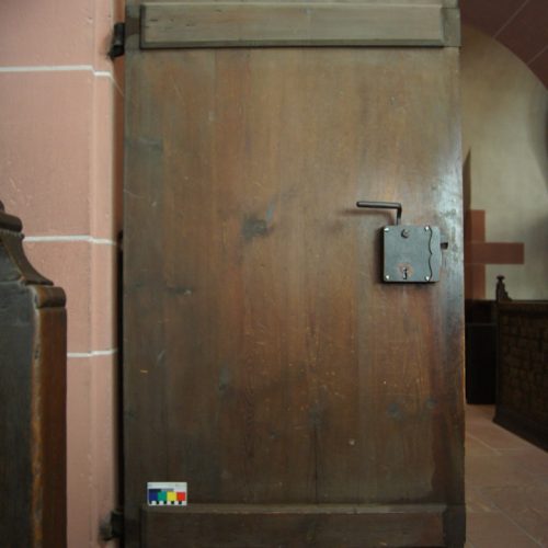 Aufnahme Türe Restaurierung Kirchenausstattung Kiedrich Kirche St. Valentinus durch Conservation Pool