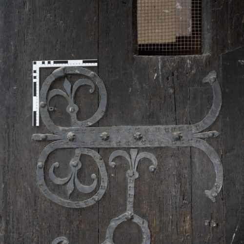 Nahaufnahme Holztür Ostflügel Kloster Eberbach Bestandsaufnahme durch Conservation Pool