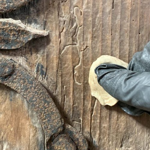 Nahaufnahme Bestandsaufnahme Holztür Basilika