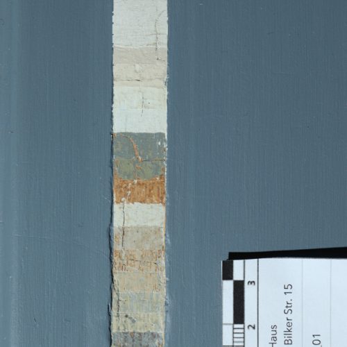 Nahaufnahme Türe blau im Schuman-Haus Museum in Düsseldorf nach der Restaurierung durch Esther Nickel, Conservation Pool